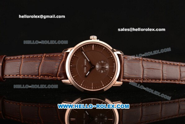 Ulysse Nardin Classico Miyota OS2035 Quartz Rose Gold Case with Stick Markers Brown Dial and Brown Leather Strap - Click Image to Close